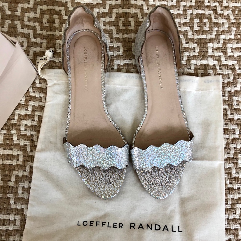 Loeffler Randall Glitter Scalloped Flats